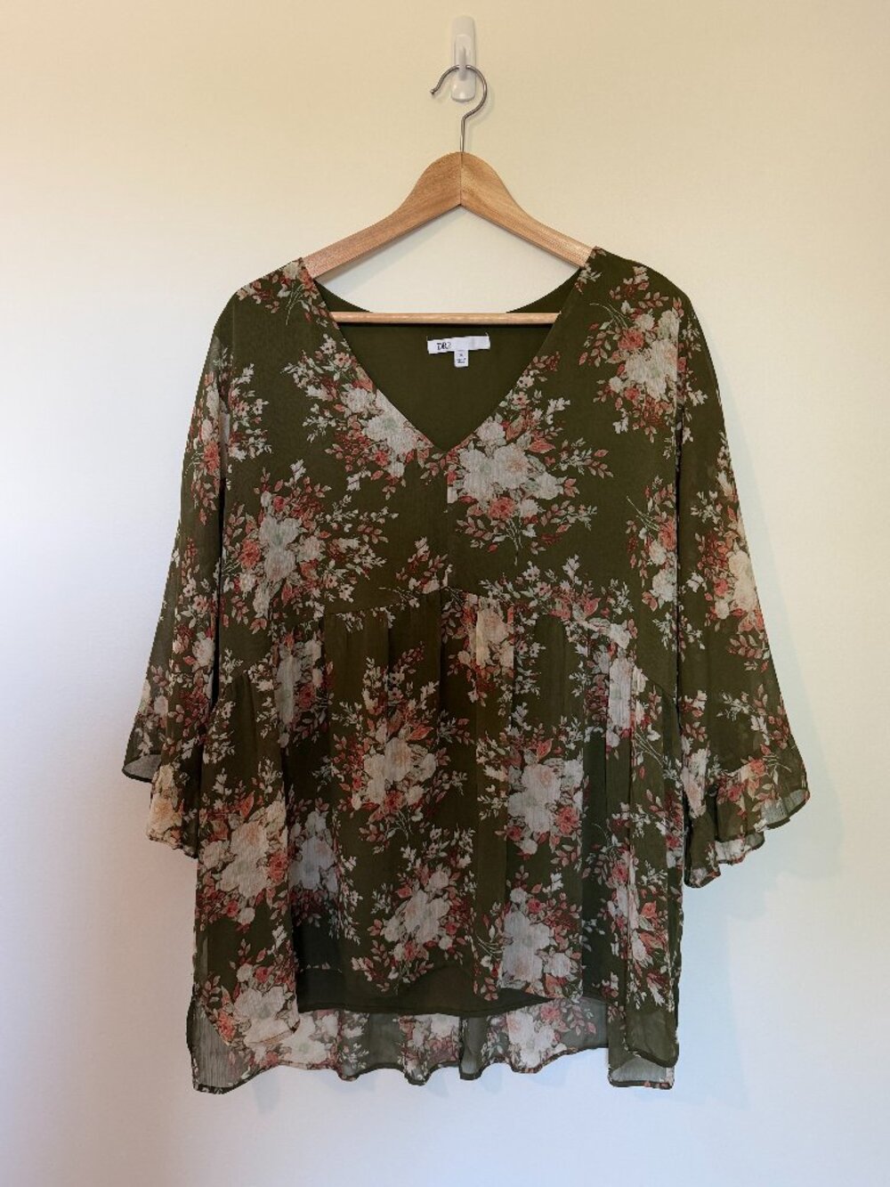 DR2 Olive Green Floral Blouse